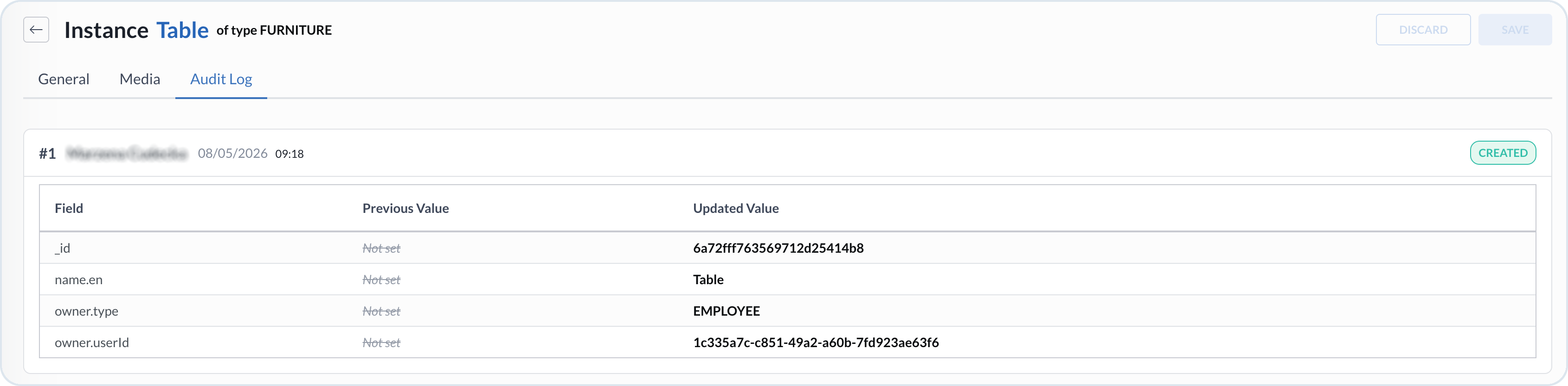 Custom instance Audit Logs tab