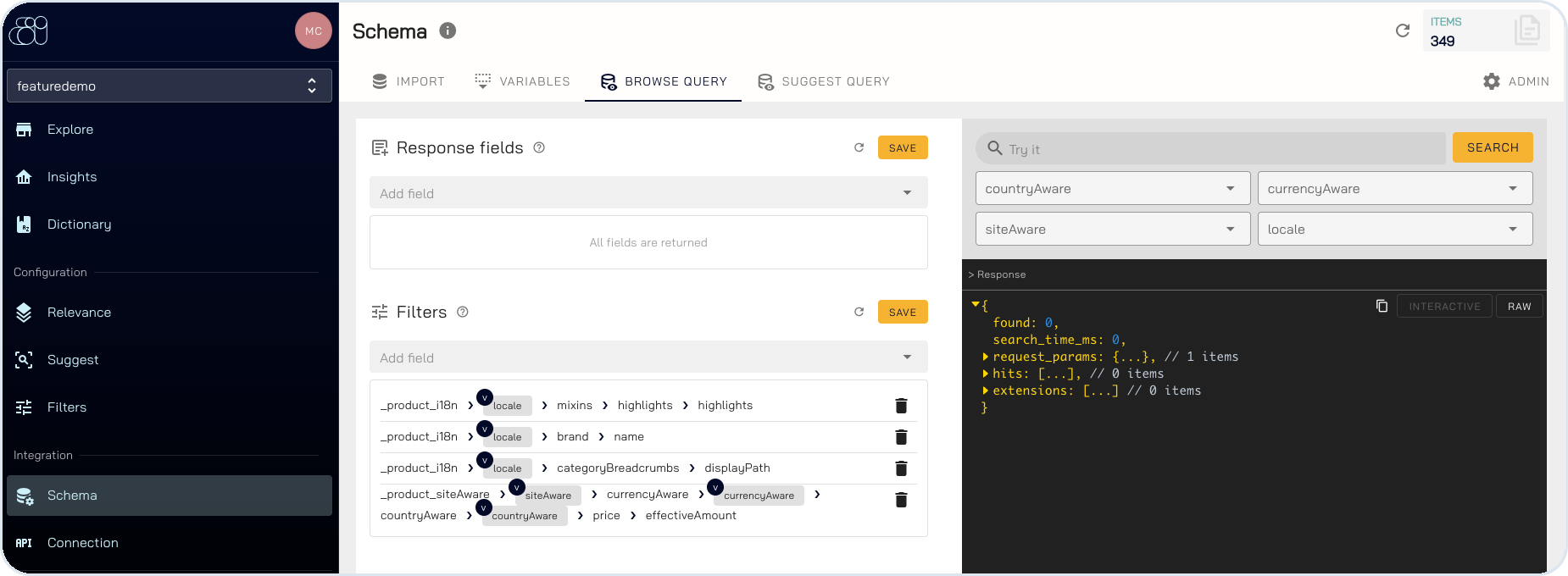 BatteryIncluded Schema Browse query filters and Try it panel