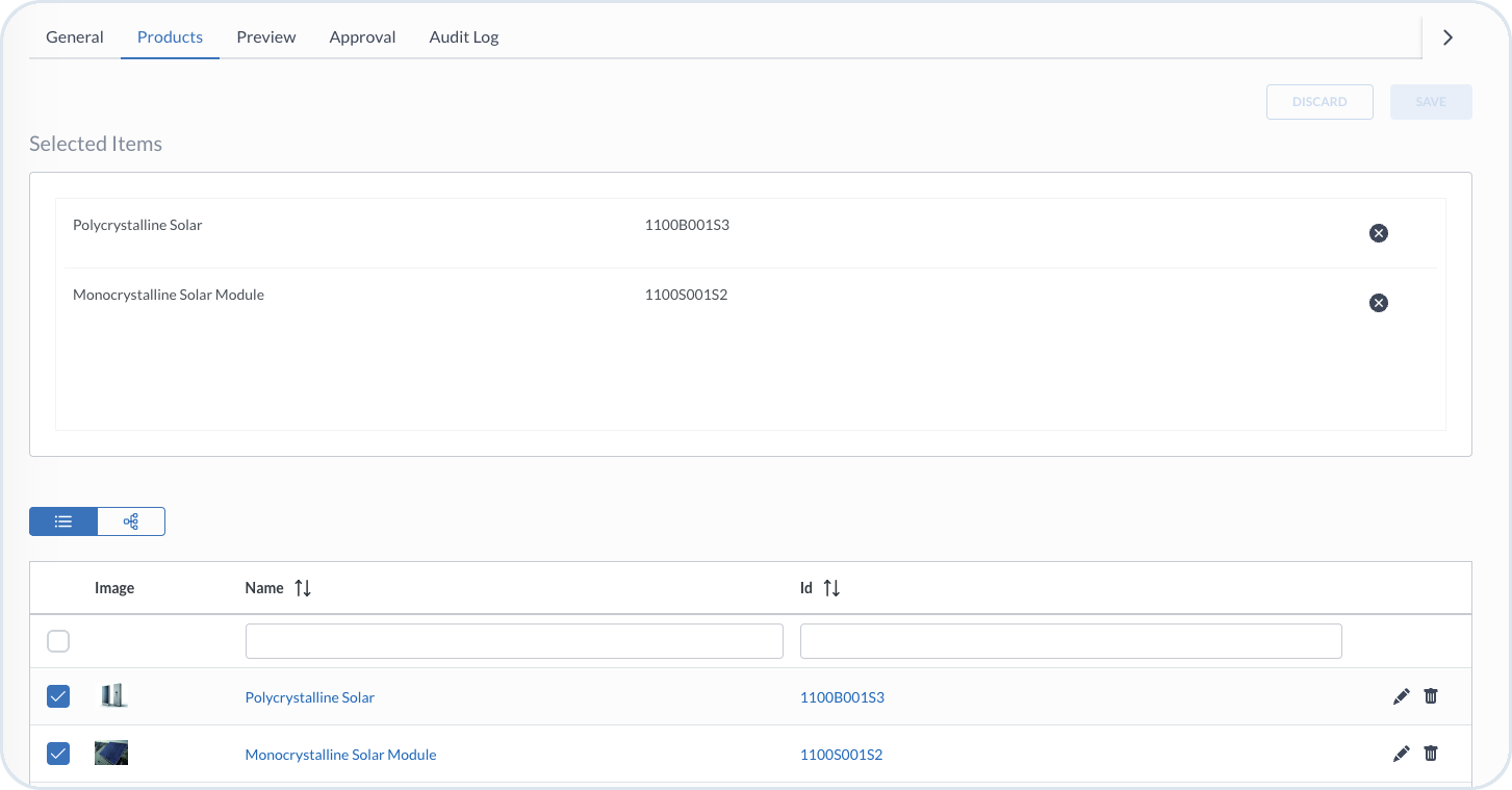 Quote products tab