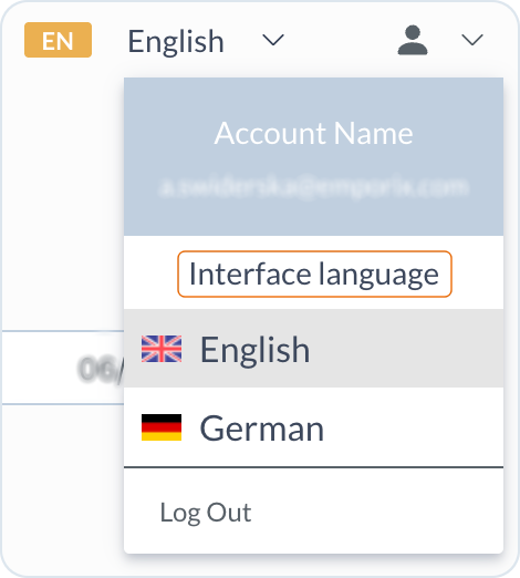 UI language selector