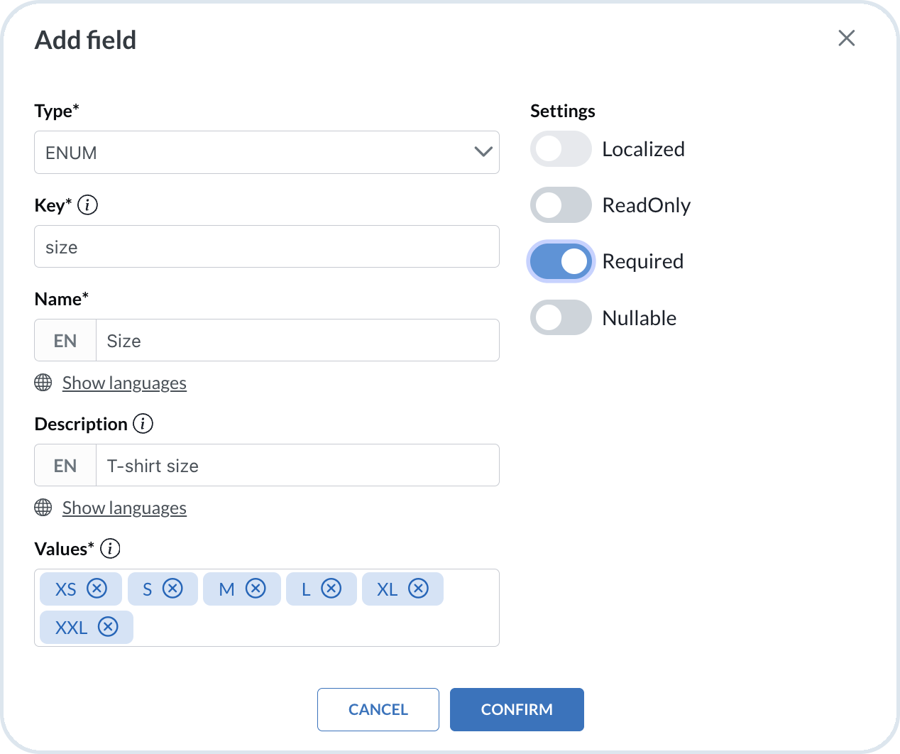Configuring basic settings for a mixin field