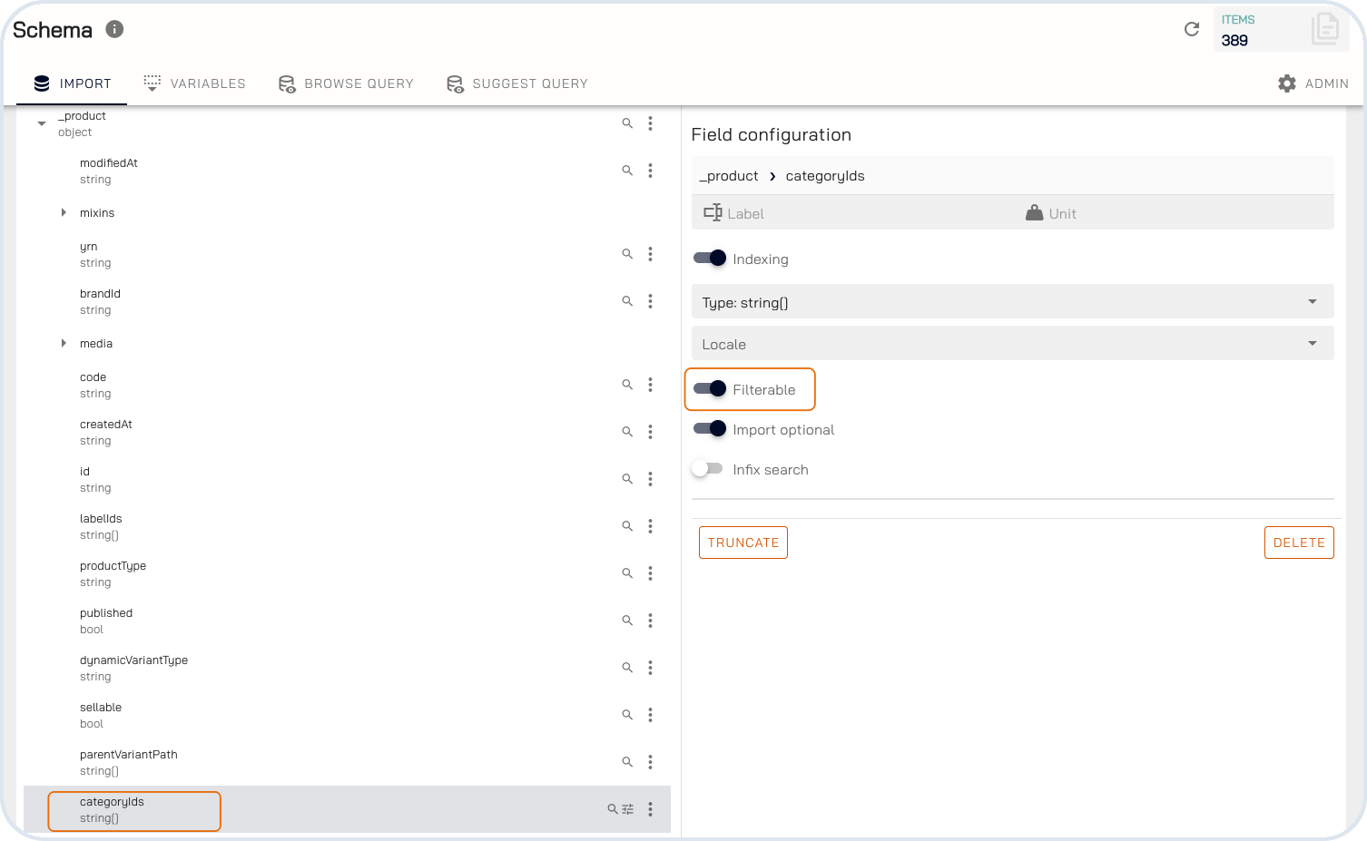 Filterable setting for categoryIds in BatteryIncluded schema