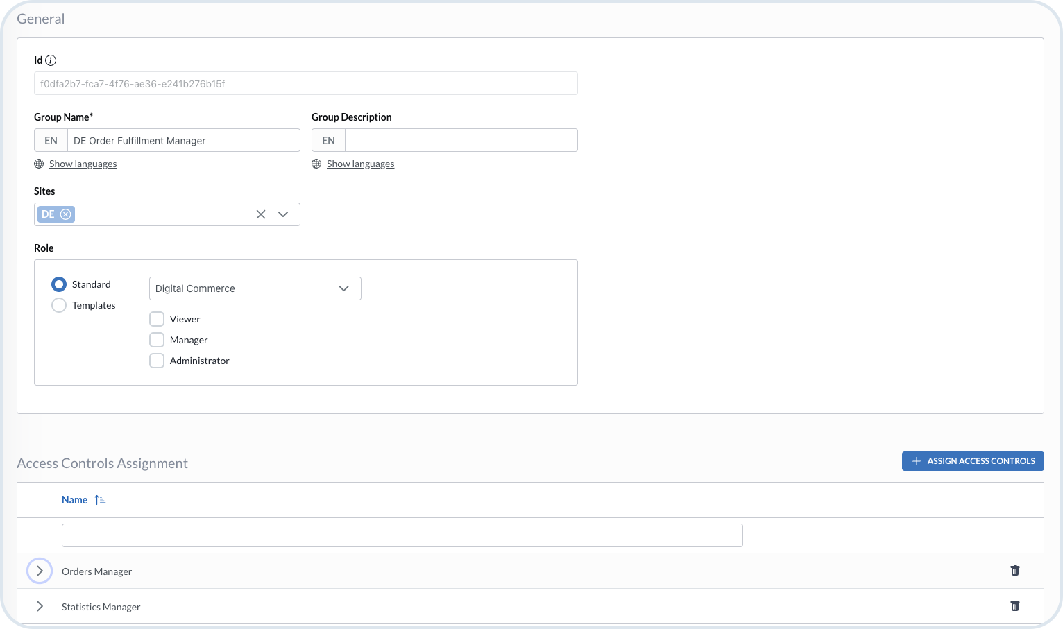 Group with DE site permissions