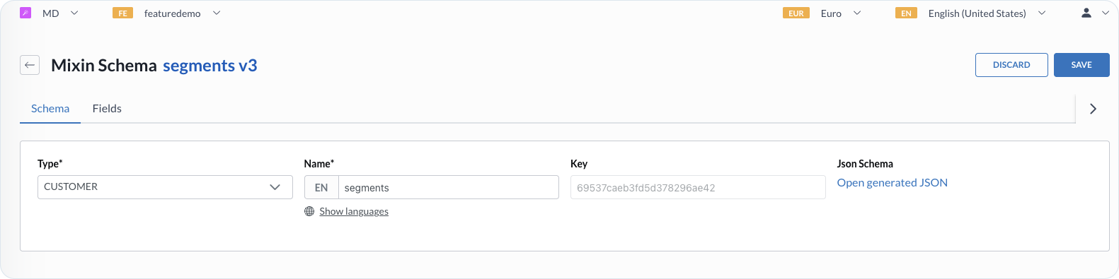 Preview of a generated mixin schema
