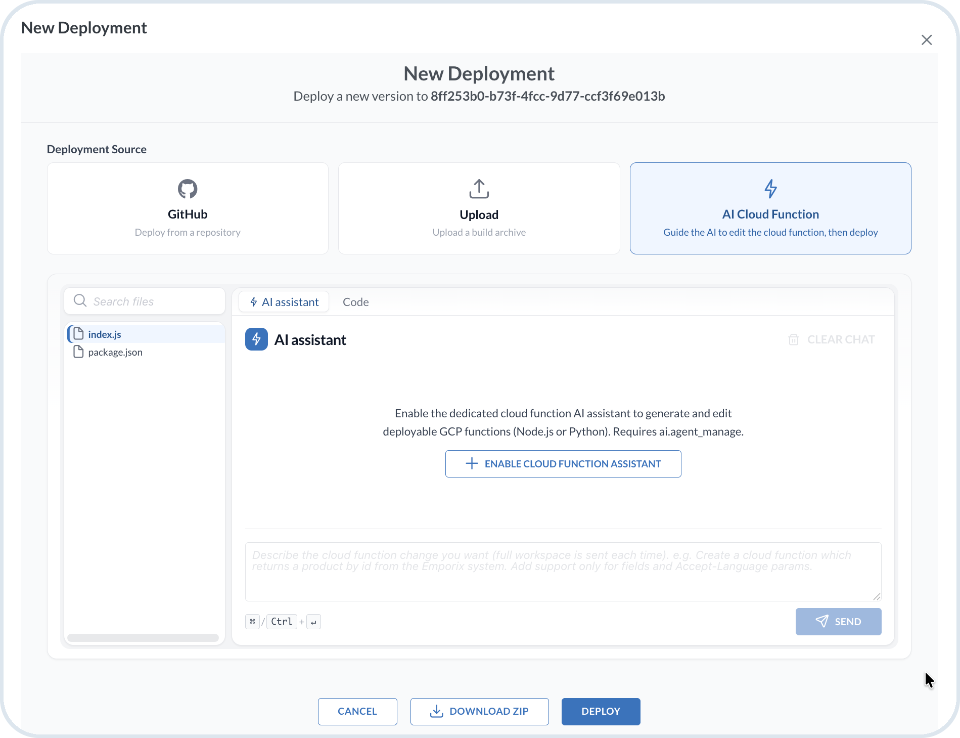 Enable Cloud Function Assistant