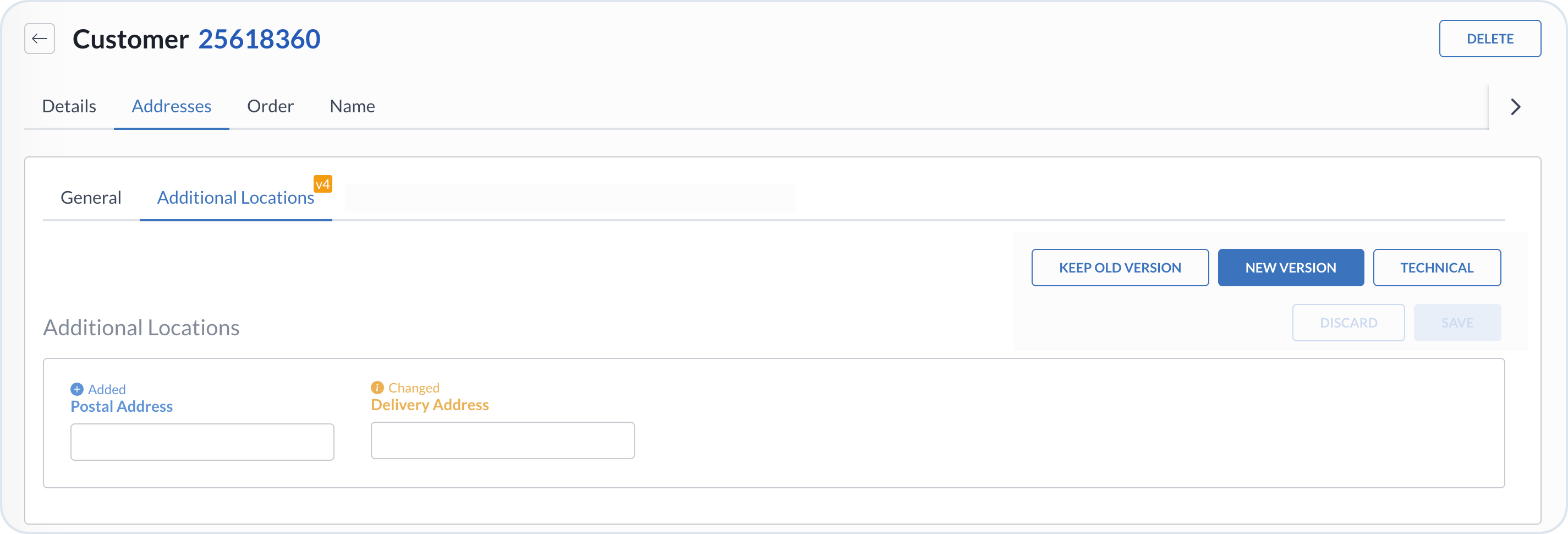 Example of mixin schema versioning for a Customer entity
