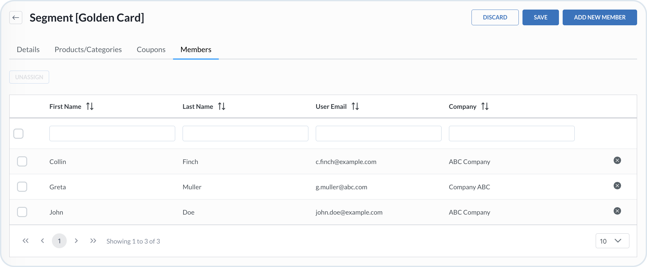 Segment members list