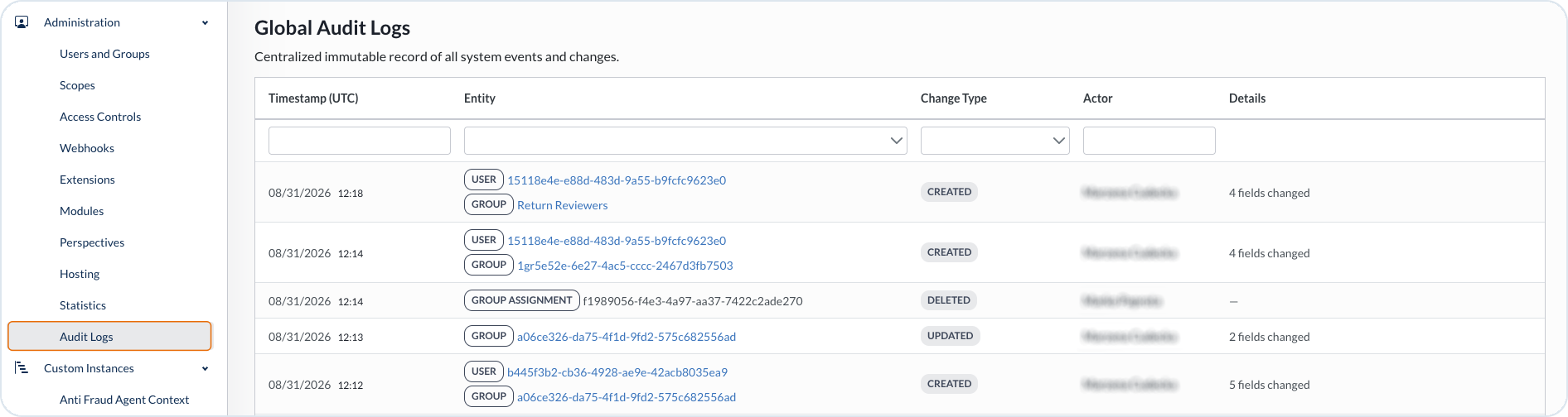 Global Audit Logs