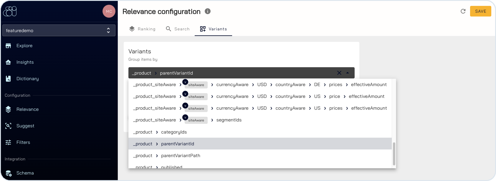 BatteryIncluded variants setup under Relevance